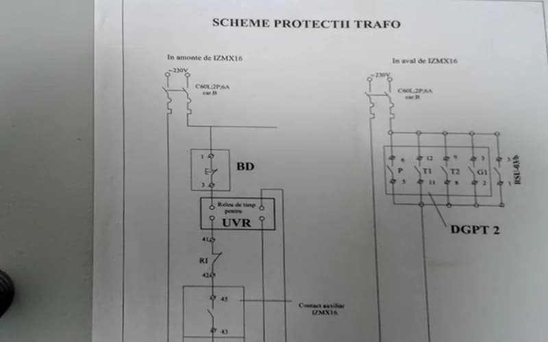 Schemă de protecție trafo desenată de echipa de proiectare Valoris